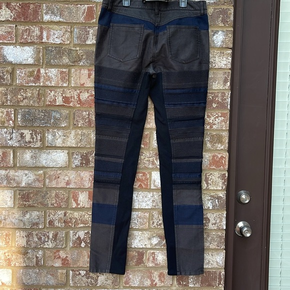3.1 Phillip Lim Skinny Embroidered Patchwork Denim Pant Blue & Black Jeans Sz 6 - Picture 3 of 15